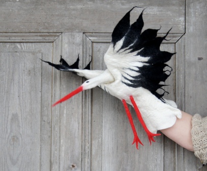 White Stork - hand puppet